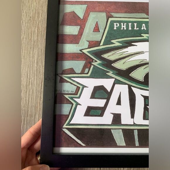 Philadelphia Eagles Sketch Drawing Art Picture Frame Memorabilia Man Cave 2013 - Picture 5 of 7